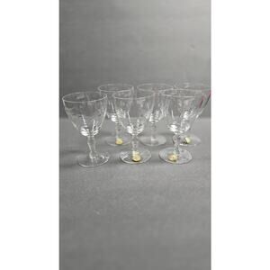Vintage Susquehanna Hand Cut Crystal Wine Glasses Set of 6 Etched USA Clear